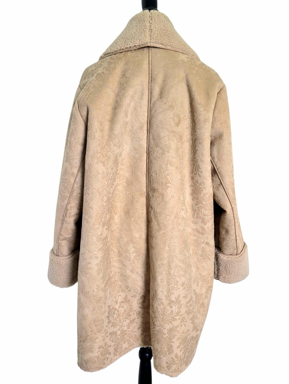 Soft Surroundings Misha Long Penny Lane Faux Suede Shearling Jacquard Coat 1X - Picture 13 of 16